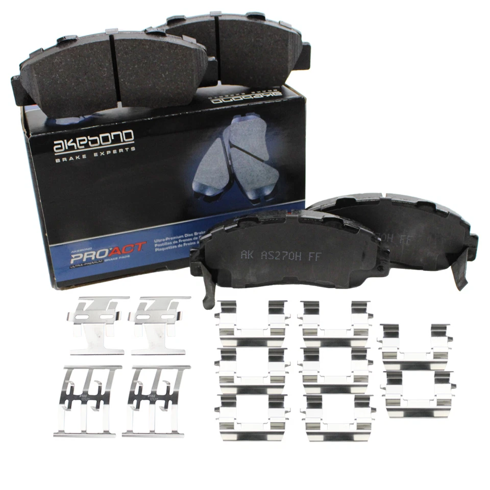 Conjunto de almofadas frontais de cerâmica Akebono ProACT com ferragens para Isuzu Acura Honda - Imagem 1 de 4