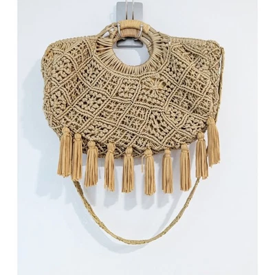 Bolso Bandolera/Asa Superior de Bambú Cleobella Buenos Macrame Natural Foto 1 de 4