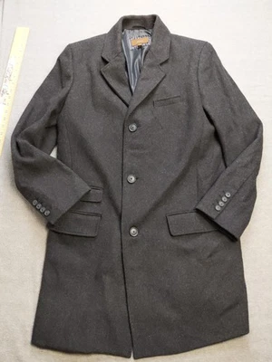 Abrigo Merona Para Hombre Mediano Negro 63% Lana Abrigo Clásico Botón Delantero Formal Foto 1 de 4