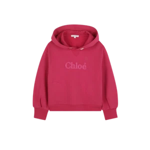(Kids) Chloe Logo Embroidered Hooded Sweater Reddish Purple - Picture 1 of 1