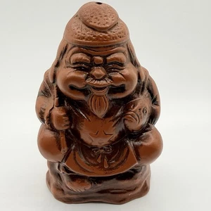 Vintage 80er Spencer Geschenke Lachender Buddha Räuchergefäß Terrakotta Ton Hotei - Bild 1 von 12