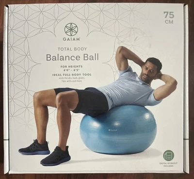Bola de equilibrio corporal total Gaiam, anti-explosión con bomba de aire para alturas 6’-6’5” Foto 1 de 2