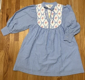 NWT! Entro Women’s Small Striped Bow Floral Babydoll Mini Dress Puff Sleeve - Picture 1 of 22