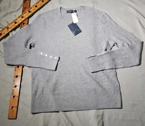 Nwt Brooks Brothers Sweater Men Large Gray Merino Wool Thermal Preppy Base Layer - Picture 1 of 11