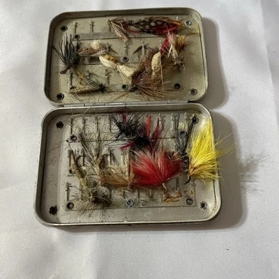 De colección Pesca con mosca, Moscas Secas [Lote = 13] Estuche de Transporte de Lata de Bolsillo incluido Foto 1 de 4