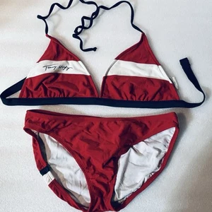 Tommy Hilfiger Bikini Classic navy blue/red XLarge Y2K - Picture 1 of 9