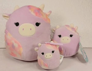Suri The Sunset Cow Set Of 3 Plush Kellytoy Squishmallows 8", 5" & 3.5" New - Picture 1 of 11