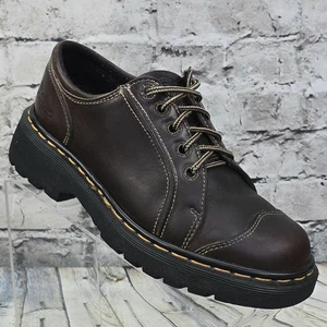 Vintage Doc Martens Mens 6 Brown Leather Oxford Chunky Shoes Y2K England 9381 - Picture 1 of 10