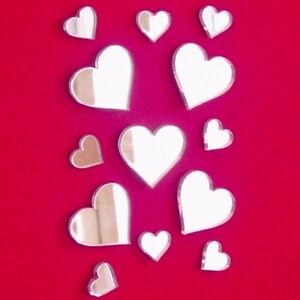 10 Pack Heart Mirrors 4cm & 3cm (Crafting & Decorative 3mm Acrylic Mirror)