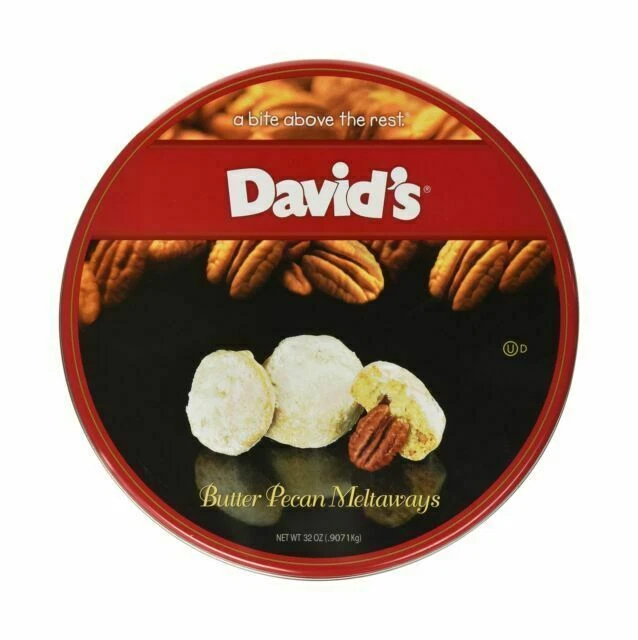 David’s Cookies 0045-0521 Butter Pecan Meltaways Tin - 32oz