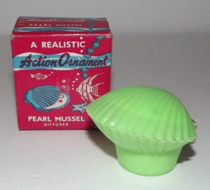 Vtg Aquarium Ornament A Realistic Action Pear Mussel Aerated Diffuser Green NOS - Picture 1 of 16