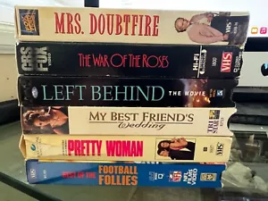 VHS Lot of 6 - Mrs. Doubtfire, Left Behind, Football Follies, War of Roses, etc. - Picture 1 of 18