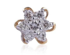 Borchia naso diamanti naturali taglio brillante tondo 0,13 ct in oro 750 timbrato 18 carati - Foto 1 di 2