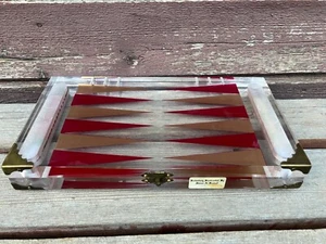 VTG LUCITE ACRYLIC BACKGAMMON GAME BOARD HANDCRAFTED STEVEN AL HARTZELL MCM - Picture 1 of 5