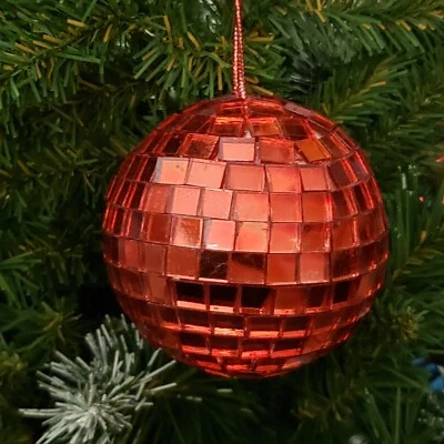Red Disco Ball 2 3/4"  Xmas Ornament Glass Mirror Party Favor Car Wedding Bulb - Image 1 of 4