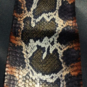 Burmese Python Print Genuine Cobra SNAKESKIN SNAKE SKIN Leather Hide Pelt Olive  - Picture 1 of 3