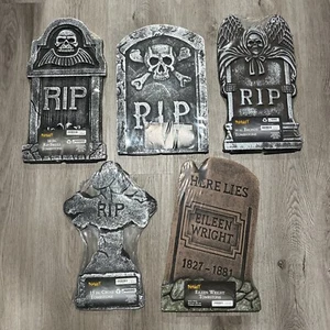 Spirit Halloween Foam Tombstone Lot Of 5 15-16 Inch - Picture 1 of 6
