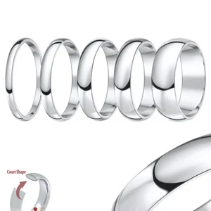 Titanium Wedding Ring Band Highly Polished Court Shaped Solid & Polished Unisex - Picture 1 of 8