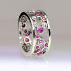 Women Jewelry Pretty Silver Plated Ring Cubic Zircon Wedding Band Ring Sz 6-10