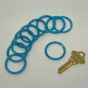 Light Blue Split Key Rings - Brand New | Flat & Wide Style Color keyrings - Picture 1 of 5
