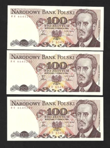 Polonia 100 Zlotych 1986 P-143e UNC x 3 - Imagen 1 de 2