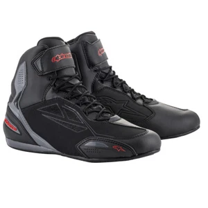 Short Motorcycle Boot Alpinestars Faster 3 Drystar Waterproof - Black/Red/Grey - Picture 1 of 3