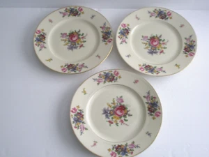3 Black Knight China Plates Meissen Bavaria Pink Floral Gold Rim Cottagecore - Imagen 1 de 6