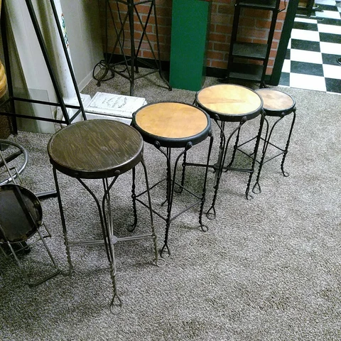 Vintage Ice Cream Parlor Wired Leg Stools (Lot Of 4) Cover