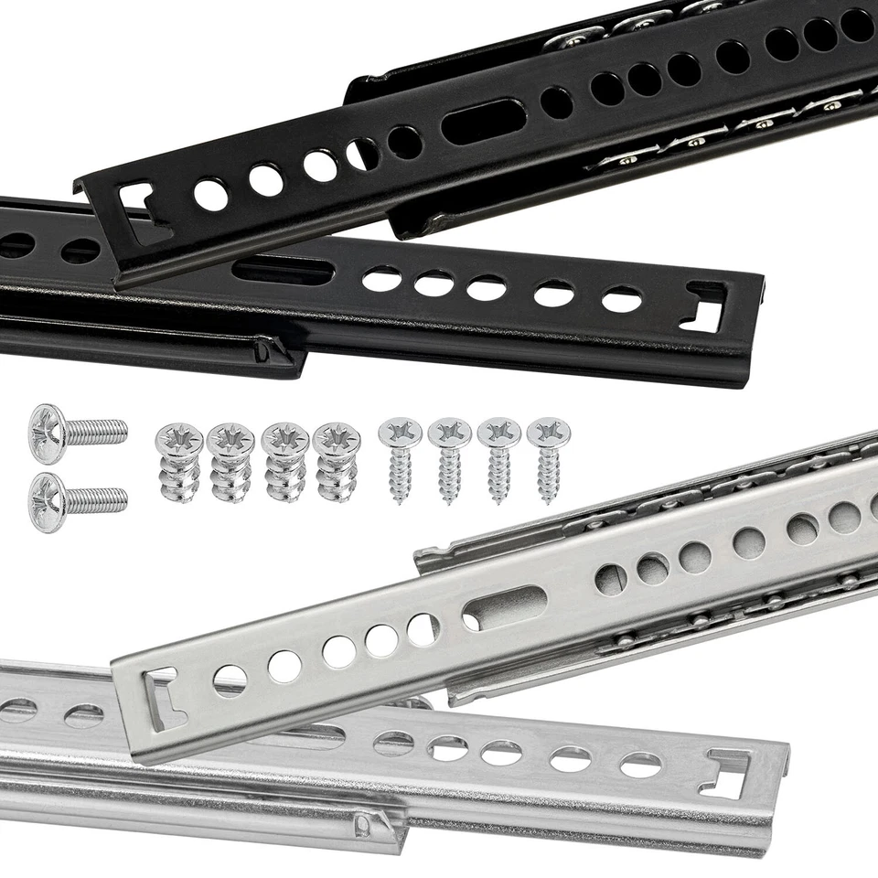 ID DINKEL Estrattore parziale per cassetti 27 mm guide per cassetti estrazione a sfera acciaio e nero