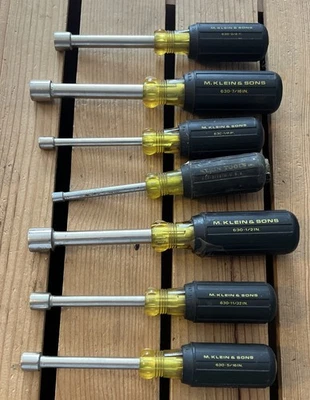 Klein Nut Driver Set 7 Pieces 630 5/16 11/32 1/2 3/16 1/4 7/16 3/8 - Image 1 of 4