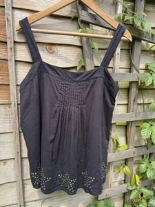 Mint Velvet UK 12 EU 40 Straps Black Sequins Pleated Top 100% Cotton Breathable - Picture 1 of 13