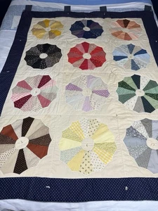 Handmade Quilt Wall Hanging 48”x60” Dresden Plate Multicolor - Picture 1 of 9