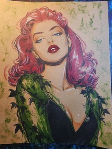Poison Ivy Original Comic Art Illustration Signed 8.5x11 COA - Picture 1 of 18