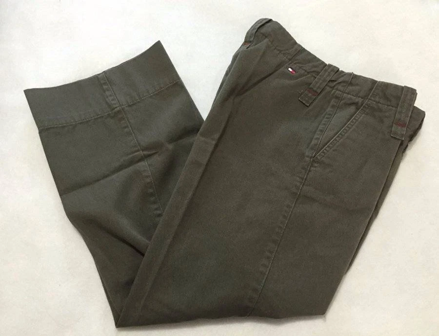 女式 4 码 Tommy Hilfiger 牛仔裤军绿色 100% 休闲裤中腰宽松 — 第 1/1 张图片