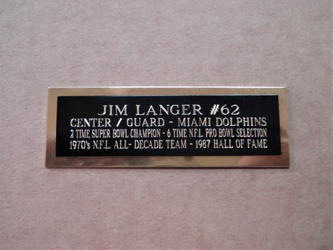 Jim Langer Football Card Miami Dolphins Card Plaque Nameplate 1" X 3" Cover