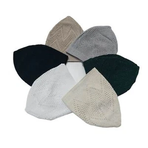 Mens Islamic Muslim Prayer Namaz Hat Topi Mosque Kufi Skull Head Wear - Picture 1 of 14