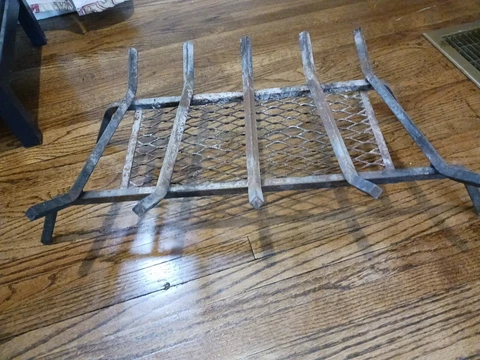 VINTAGE WROUGHT IRON FIREPLACE INSERT LOG WOOD HOLDER RACK GRATE 26X13 Farmhouse Cover
