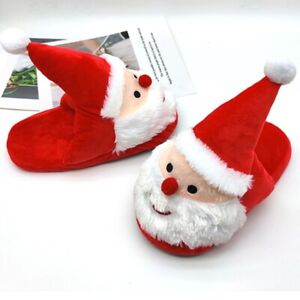 Santa Slippers Slip-on Winter Slippers Indoor Outdoor Home Shoes for Women Men