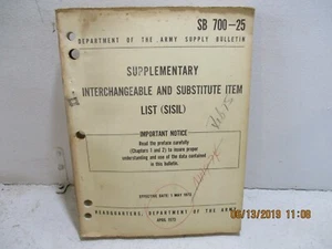 SB 700-25 SUPPLEMENTARY INTERCHANGABLE AND SUBSTITUTE ITEM LIST (SISIL) - Picture 1 of 6
