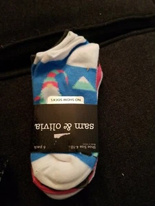 Girls No Show 6 Packs no show Socks Shoe Size 4-10 New With Tag Sam & Olivia - Picture 1 of 4