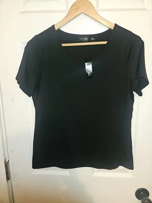 Camisa negra manga corta East 5th Essentials para mujer talla mediana nueva con etiquetas Foto 1 de 3