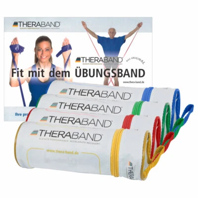 Thera Bänder-Set inkl. Taschen, Original Thera Band Übungsband, 4 Stärken