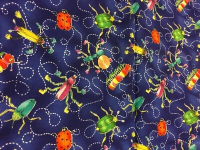 2 YARDS cotton blue timeless treasures bugs bugaboo sewing Quilt Fabric 72x44 - Image 1 of 2