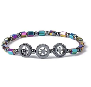 Star Rainbow Iridescent Magnetic Beaded Stretchy Bracelet Or Anklet - Picture 1 of 8