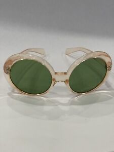 Vintage Oval Bachmann iTALY RETRO Sunglasses Womens Clear Pink w Green Rare  60s