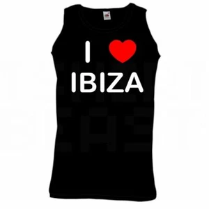 Ibiza I Love Heart Vest Adult Crew Neck Athletic Gym Vest - Picture 1 of 18