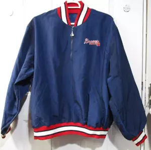 Atlanta Braves Vintage 1/4 Zip Starter Jacket MLB Genuine Size 2XL XXL Made USA - Picture 1 of 6