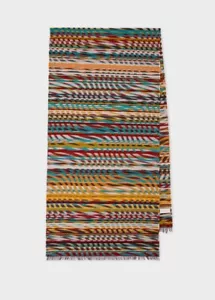 Paul Smith $225 Signature Stripe Wavy Jacquard  Scarf made in Italy. Great gift! - Picture 1 of 4