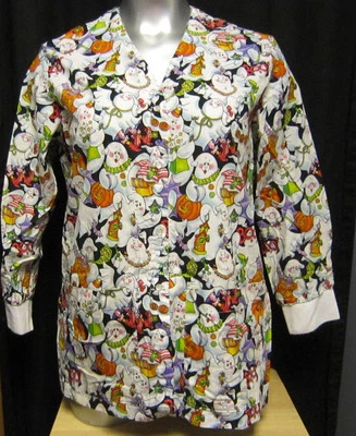 XL Hand Made Lab Coat Jacket with Ghosts and Jack O Lanterns - Image 1 of 4