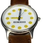1995 Joe Boxer Smiley Face 33 mm montre analogique quartz neuve Batt-Works Brn Lthr bracelet